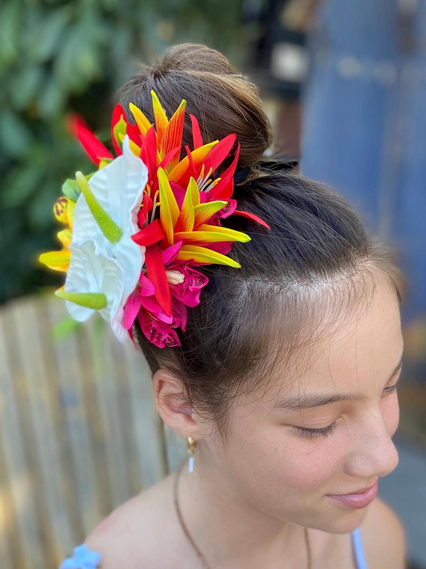 Hawaiian Anthurium Heliconia Orchid Tropical Wedding Graduation Hair Clip Tahitian Statement Piece Bridal Honeymoon Engagement Photoshoot