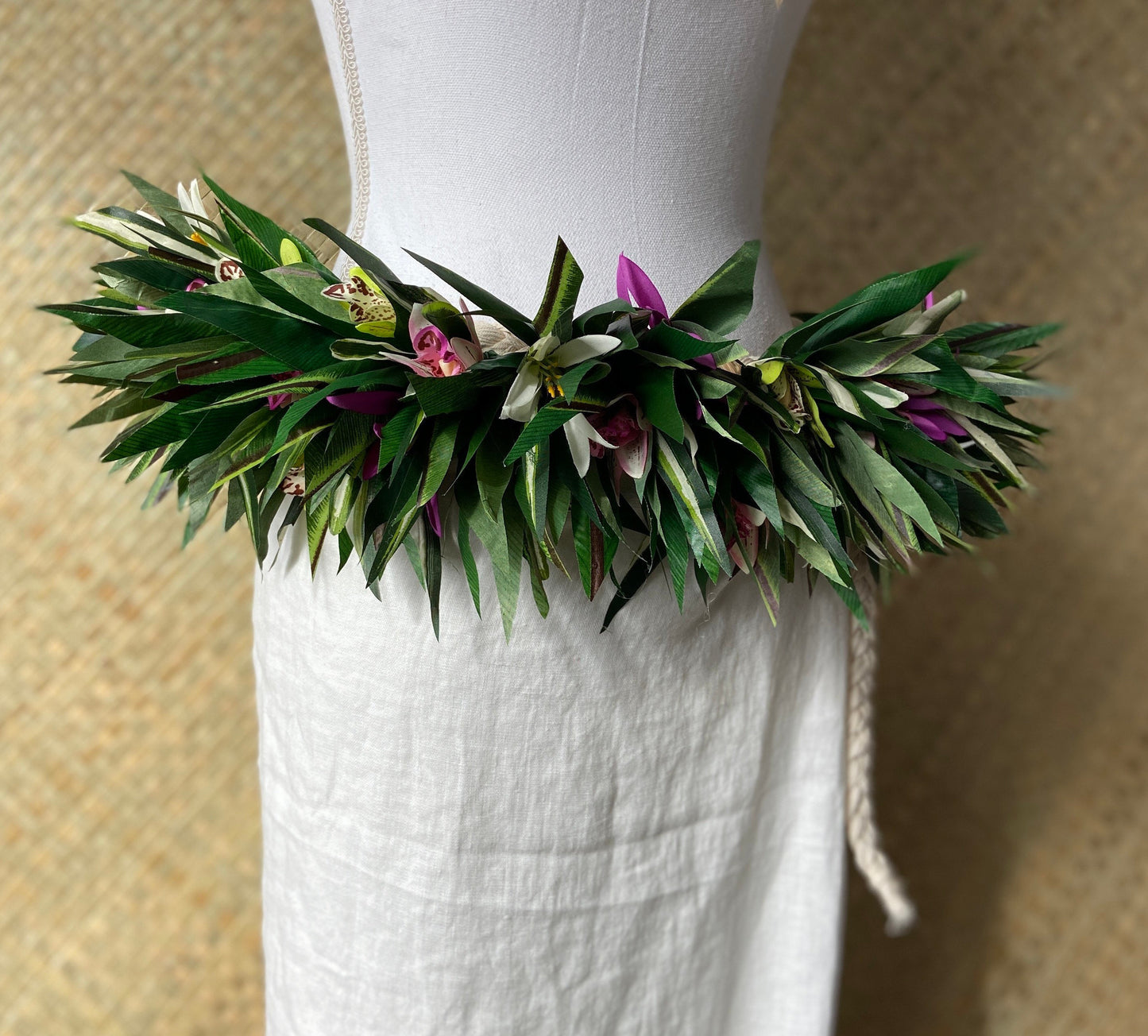 Floral Hip Hei Ahuroa Aparima Solo Ti Leaf Premium Braided Hip Belt Competition Quality for Ori Tahiti, Hula, Polynesian Dance, Siva Samoa