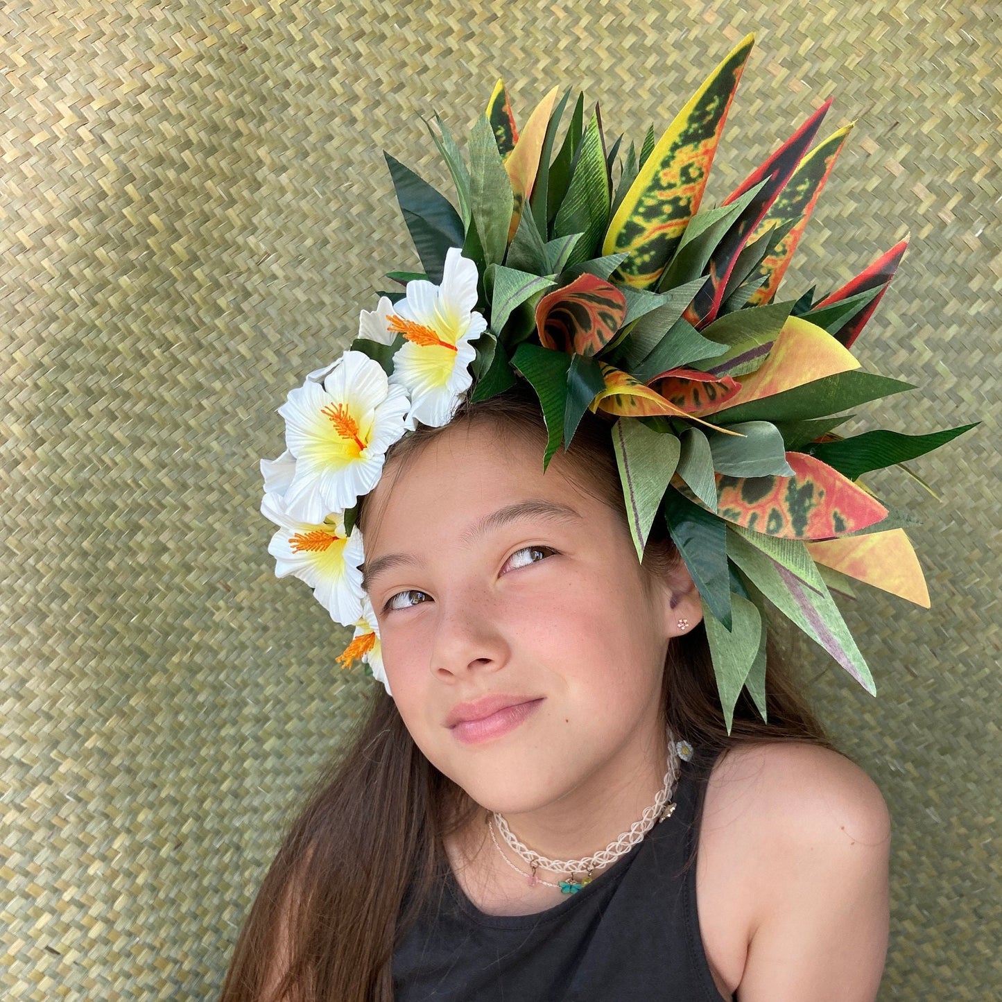 Polynesian Croton and Hibiscus Headdress