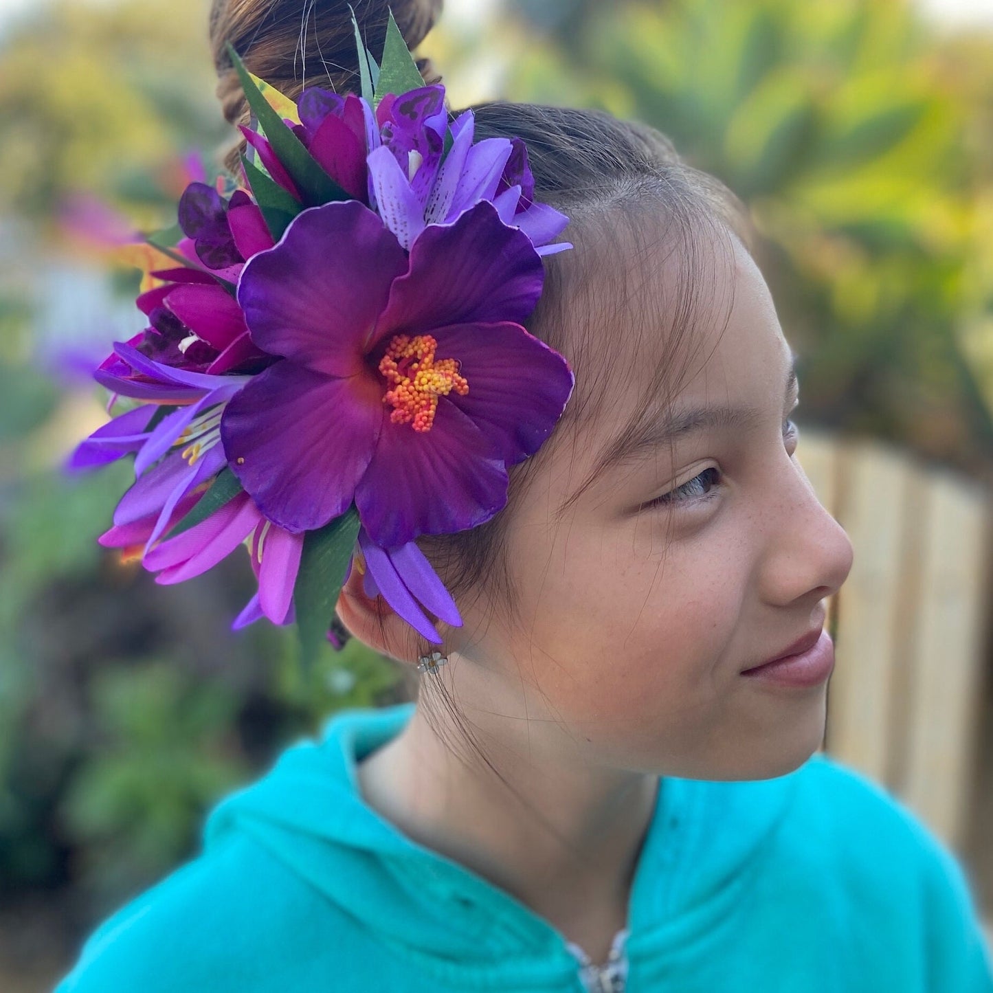 Hawaiian Flower Hair Clip Tahitian Costume Accessories Moonlight Hibiscus Artificial Ti Leaf Tropical Hairpin for Aparima Ahuroa Otea Solo