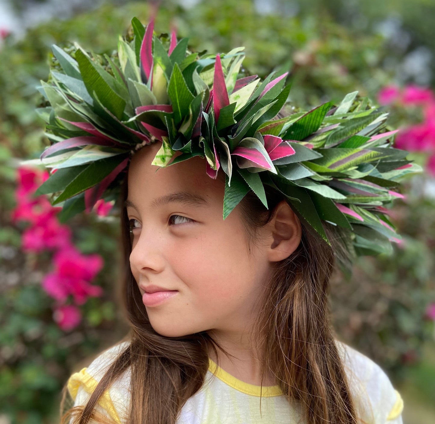 Ti Leaf Lei Po'o with Option to Add Samoan Hau More Kiriau