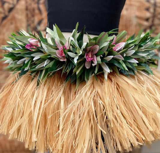 Floral Hip Hei Ahuroa Aparima Solo Ti Leaf Premium Braided Hip Belt Competition Quality for Ori Tahiti, Hula, Polynesian Dance, Siva Samoa