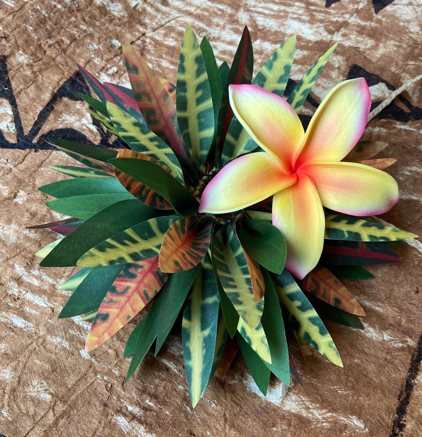 Plumeria and Croton Leaf Kupe'e