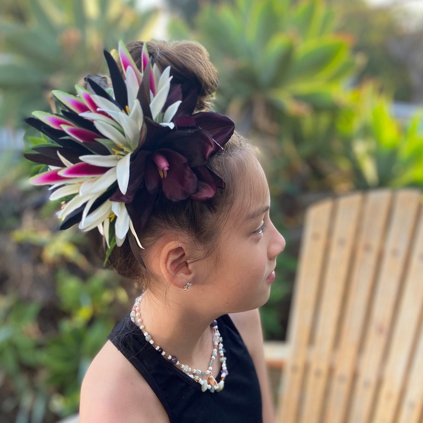 Hawaiian Flower Hair Clip Tahitian Costume Accessories Orchids & Heliconia Artificial Ti Leaf Tropical Hairpin for Aparima Ahuroa Otea Solo