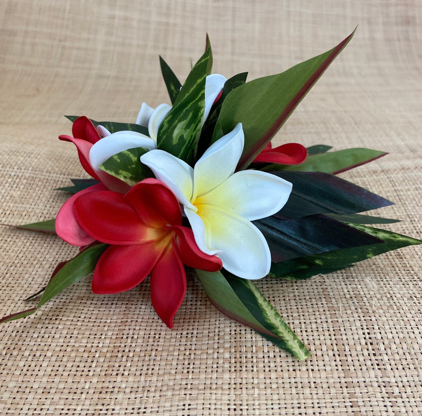 Royal Hawaiian Hair Clip Princessa Frangipani Plumeria Adornment for Hair or Bra Strap Hula Siva Samoa Ori Tahiti Heiva and Hoike